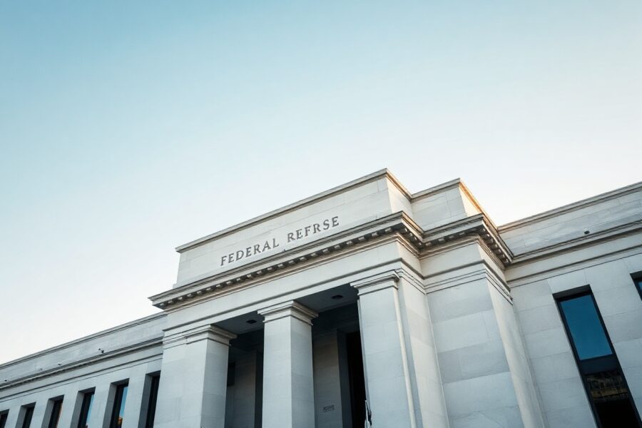 Federal Reserve building in Washington, D.C., representing U.S. monetary policy decisions.