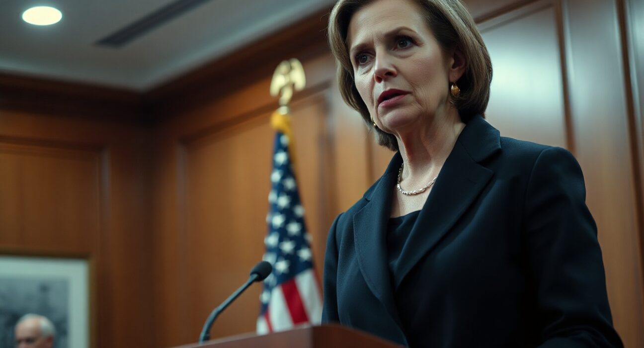 Federal Reserve Bank of Cleveland President Beth Hammack speaking at a press conference, warning about inflation.