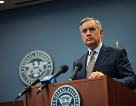 Federal Reserve official Paulson speaking at a press conference about inflation pressures on the economy