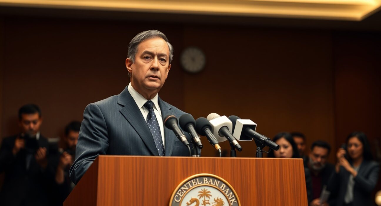 Federal Reserve official John Williams at a press conference, speaking about inflation concerns.