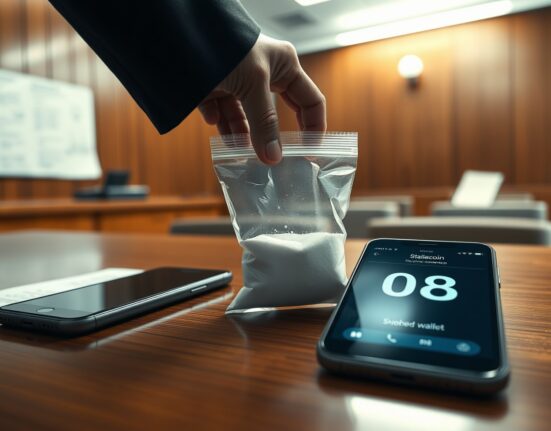 Evidence of fentanyl precursor and cryptocurrency used in money laundering scheme by indicted firms.