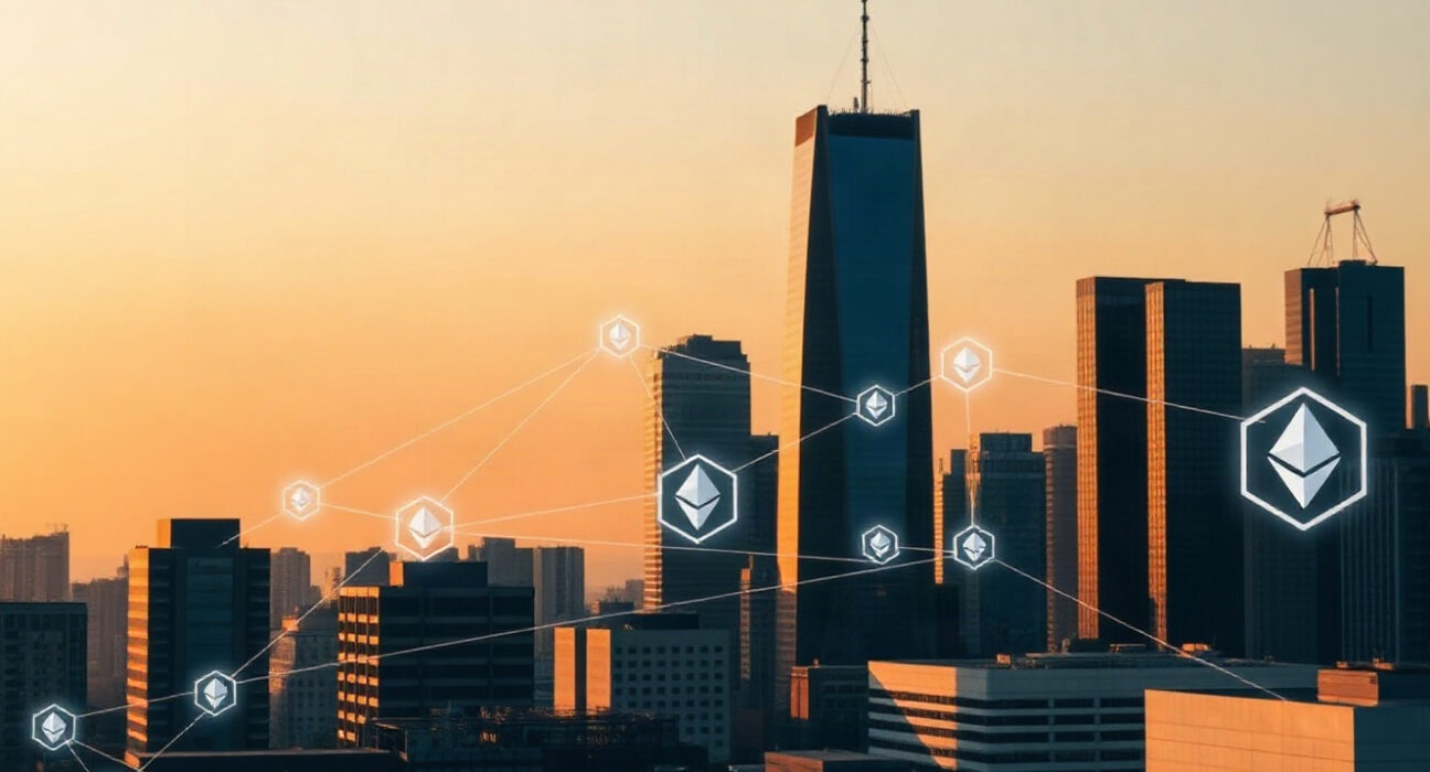 Fidelity ETF staking approval with Ethereum and Solana blockchain visual