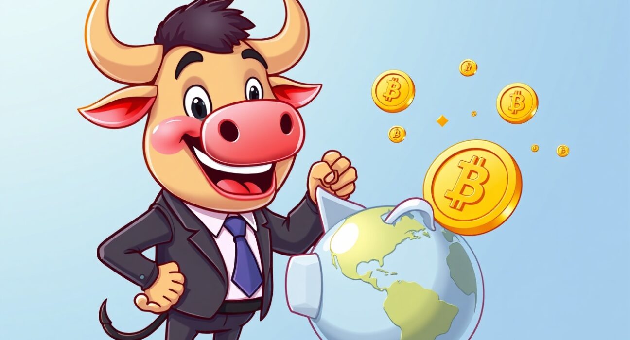 Fidelity investment in Metaplanet shown through bull character investing in global digital economy