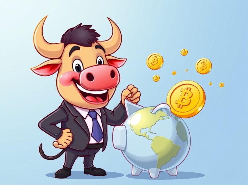 Fidelity investment in Metaplanet shown through bull character investing in global digital economy