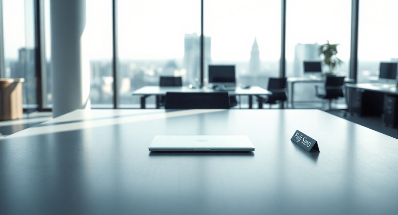 Empty executive desk in a modern office, representing Fidji Simo's departure from OpenAI