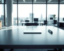Empty executive desk in a modern office, representing Fidji Simo's departure from OpenAI