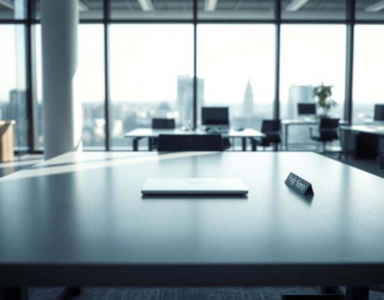 Empty executive desk in a modern office, representing Fidji Simo's departure from OpenAI