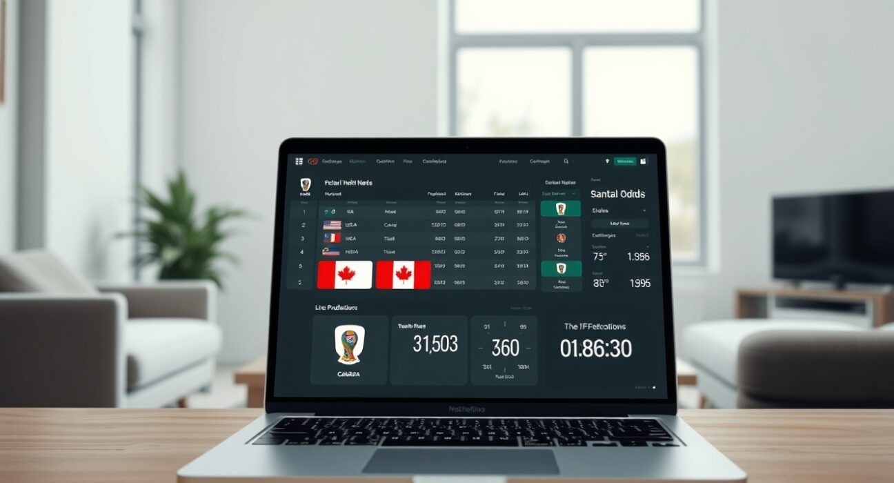 FIFA 2026 World Cup prediction market dashboard showing live odds and team flags.