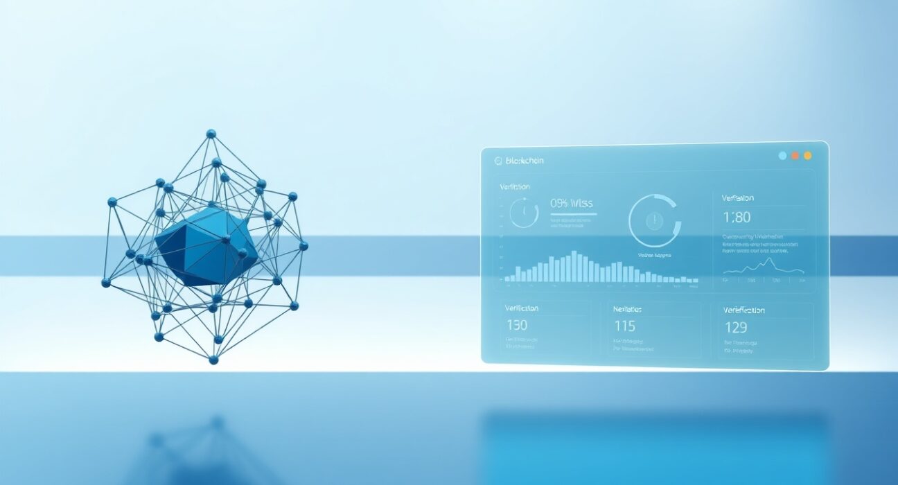 Blockchain technology transforming into verification protocol interface representing Firmachain's rebranding to Baseline