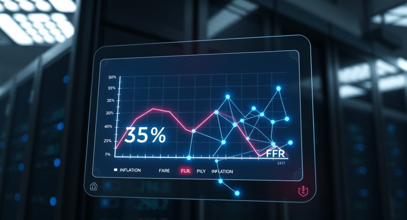 Flare FLR inflation reduction proposal shown on a digital control panel with declining chart.