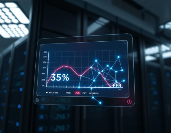 Flare FLR inflation reduction proposal shown on a digital control panel with declining chart.