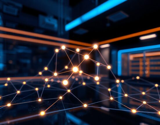 Digital representation of cross-chain blockchain network with interconnected nodes and links