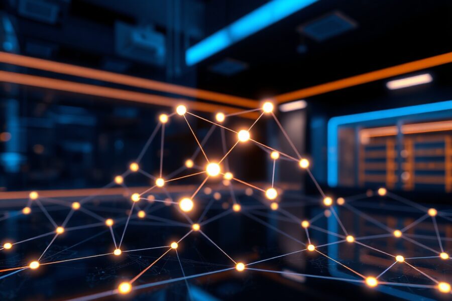 Digital representation of cross-chain blockchain network with interconnected nodes and links