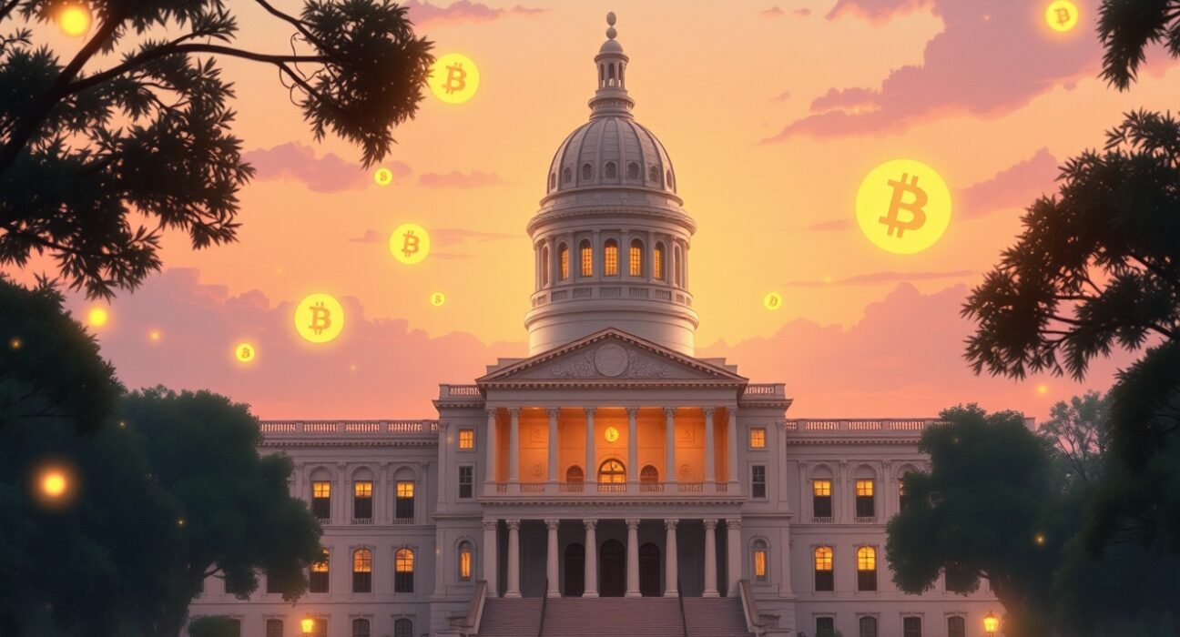 Florida Capitol building with symbolic Bitcoin integration representing proposed state cryptocurrency reserve fund legislation.