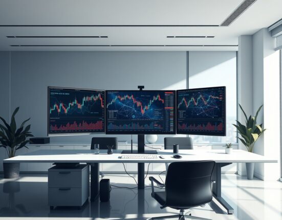 Professional cryptocurrency trading desk showing institutional crypto transfer activity and market