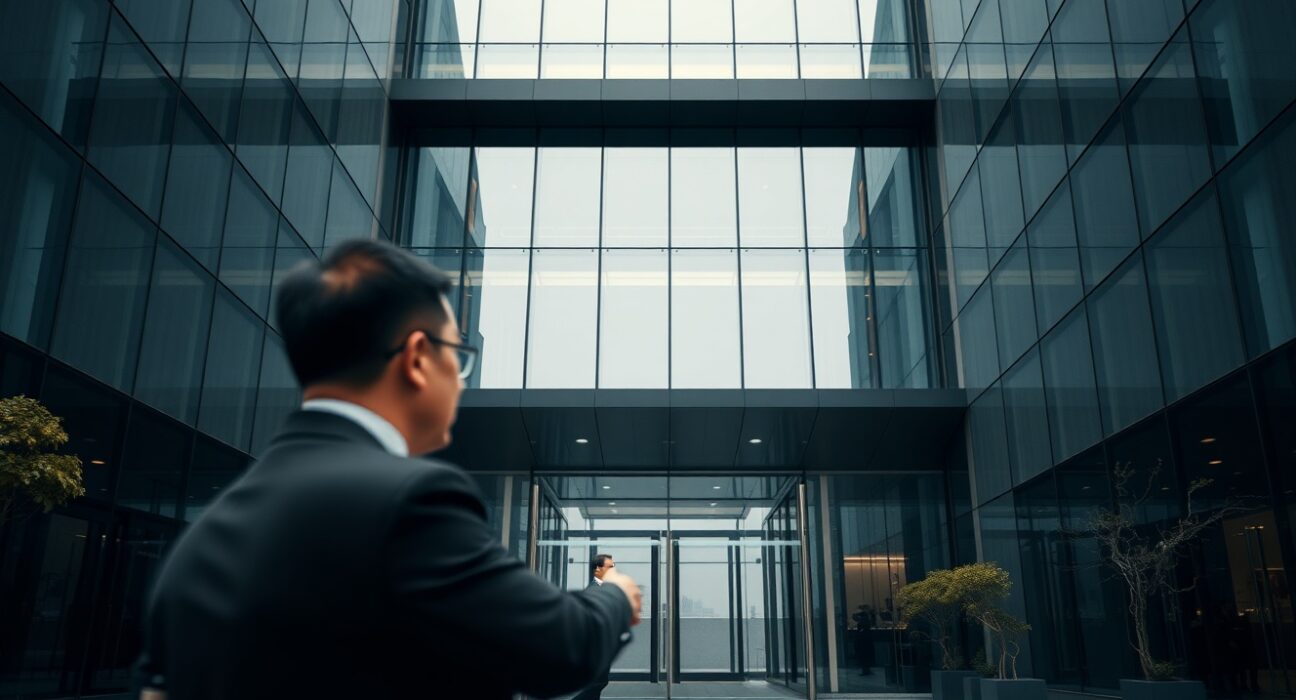 Modern office building in Seoul financial district representing FocusAI acquisition talks