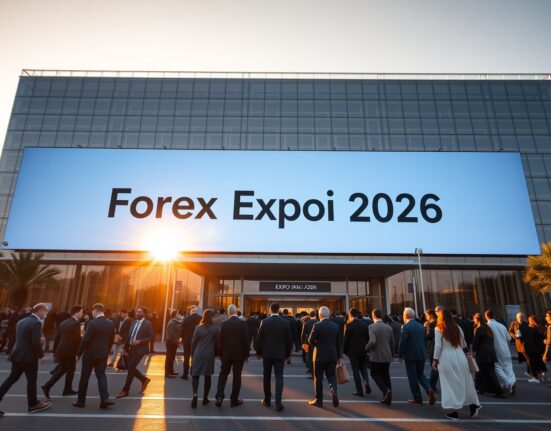 Crowd outside Dubai World Trade Centre during Forex Expo Dubai 2026