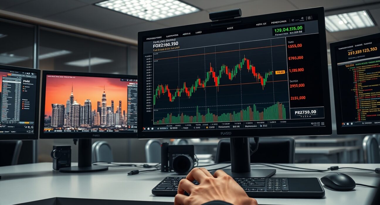 Forex trading desk showing currency market volatility amid Middle East geopolitical uncertainty