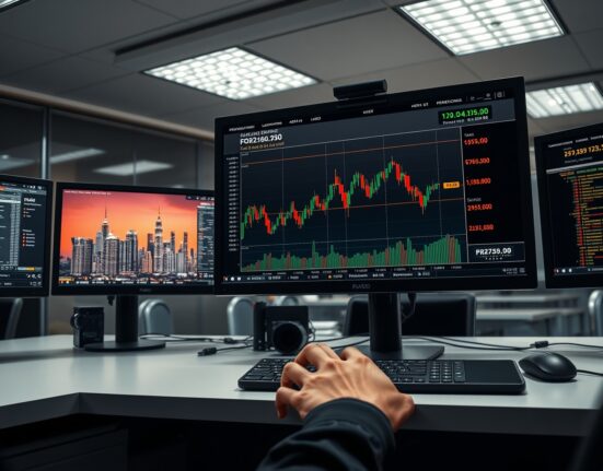 Forex trading desk showing currency market volatility amid Middle East geopolitical uncertainty