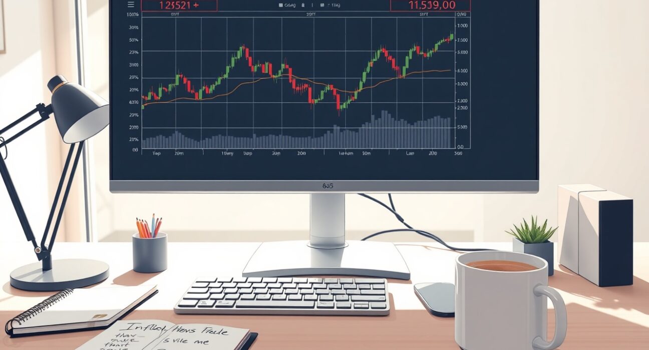 Financial trading desk monitoring currency charts ahead of US inflation data release