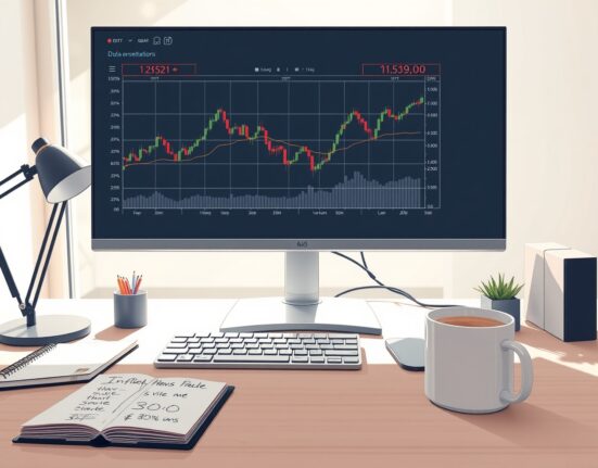 Financial trading desk monitoring currency charts ahead of US inflation data release