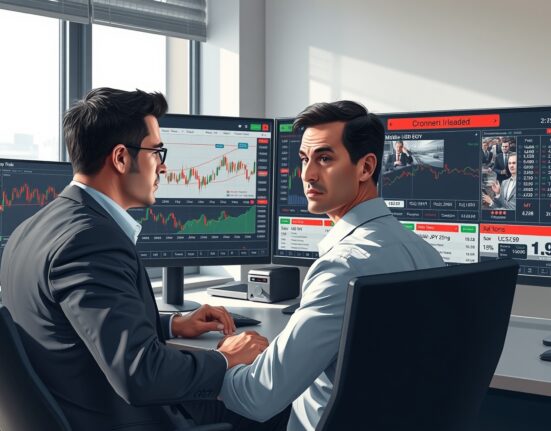 Professional trader analyzing currency markets amid Middle East tensions and US economic data releases