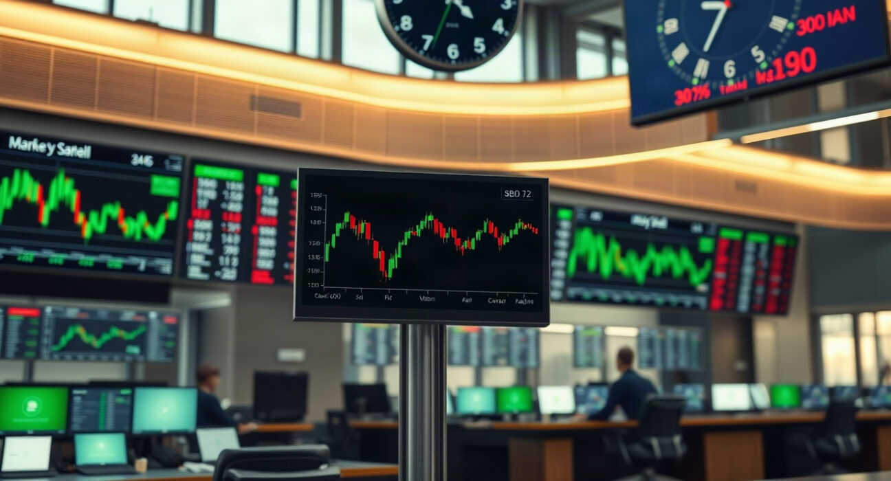Trading screens showing steady currency charts before Jackson Hole Symposium