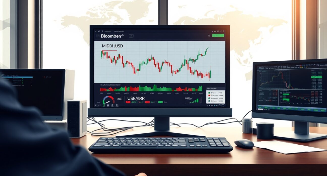 Forex trading terminal displaying currency charts during US-Iran peace negotiations analysis