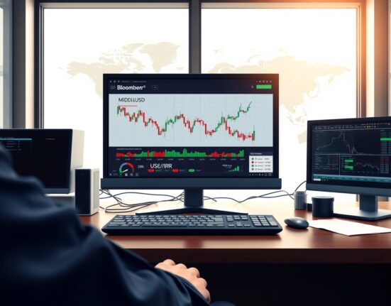 Forex trading terminal displaying currency charts during US-Iran peace negotiations analysis