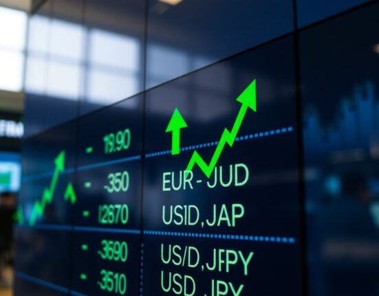 Forex trading screen showing major currency pairs with gains amid US-Iran deal optimism
