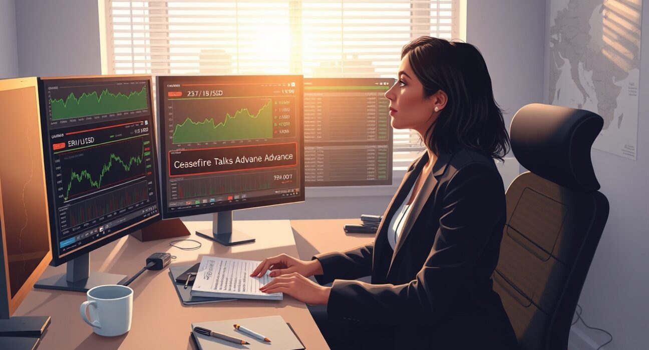 Forex trader analyzes currency markets amid hopeful Middle East peace developments in April