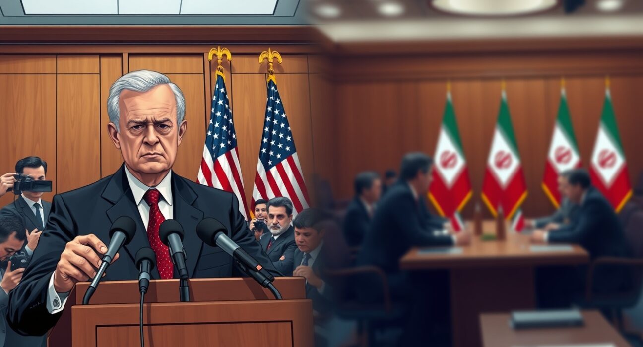 Forex Today: Federal Reserve Chair at press conference with no signs of a US-Iran deal in background, signaling market uncertainty ahead of rate decision.