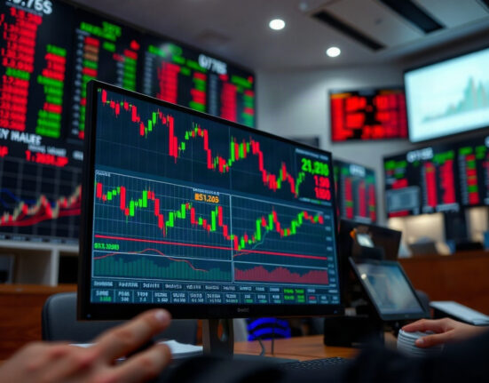 Forex trading screen showing currency charts amid Middle East tensions