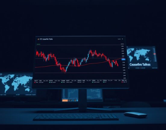 Forex today analysis showing live currency charts reacting to US-Iran ceasefire news on a trading desk.