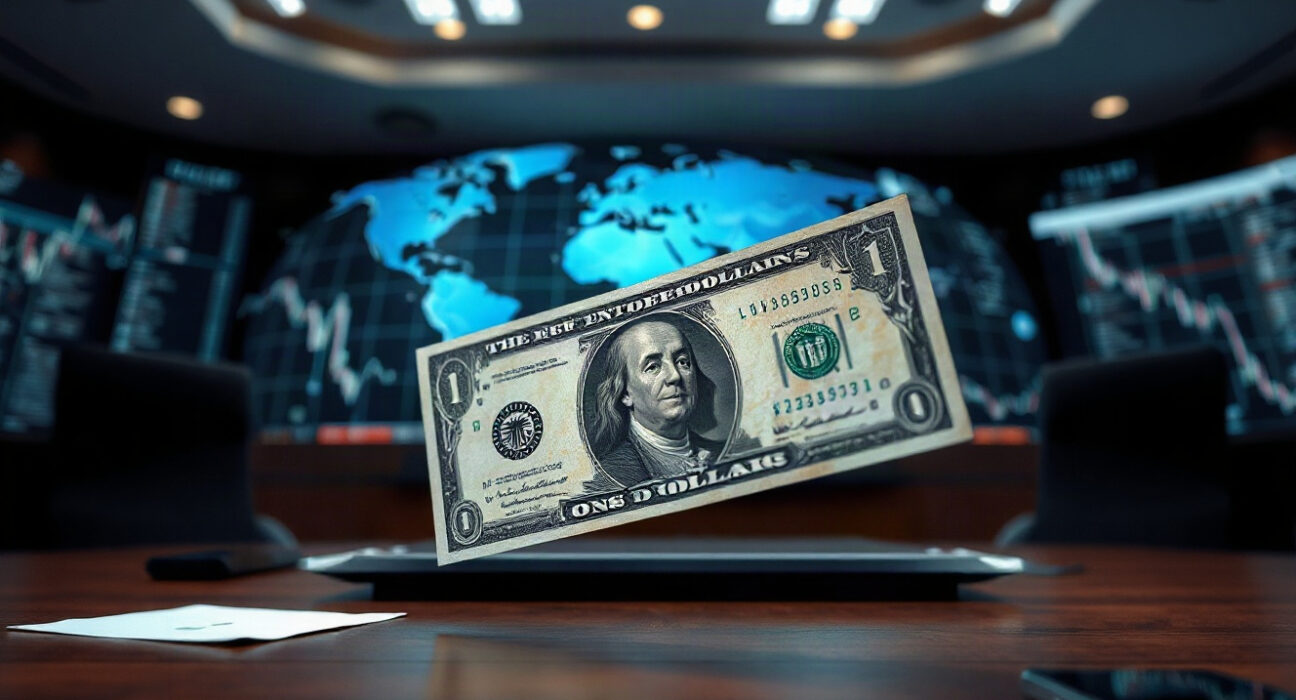US dollar banknote with financial charts in background, representing forex market movements
