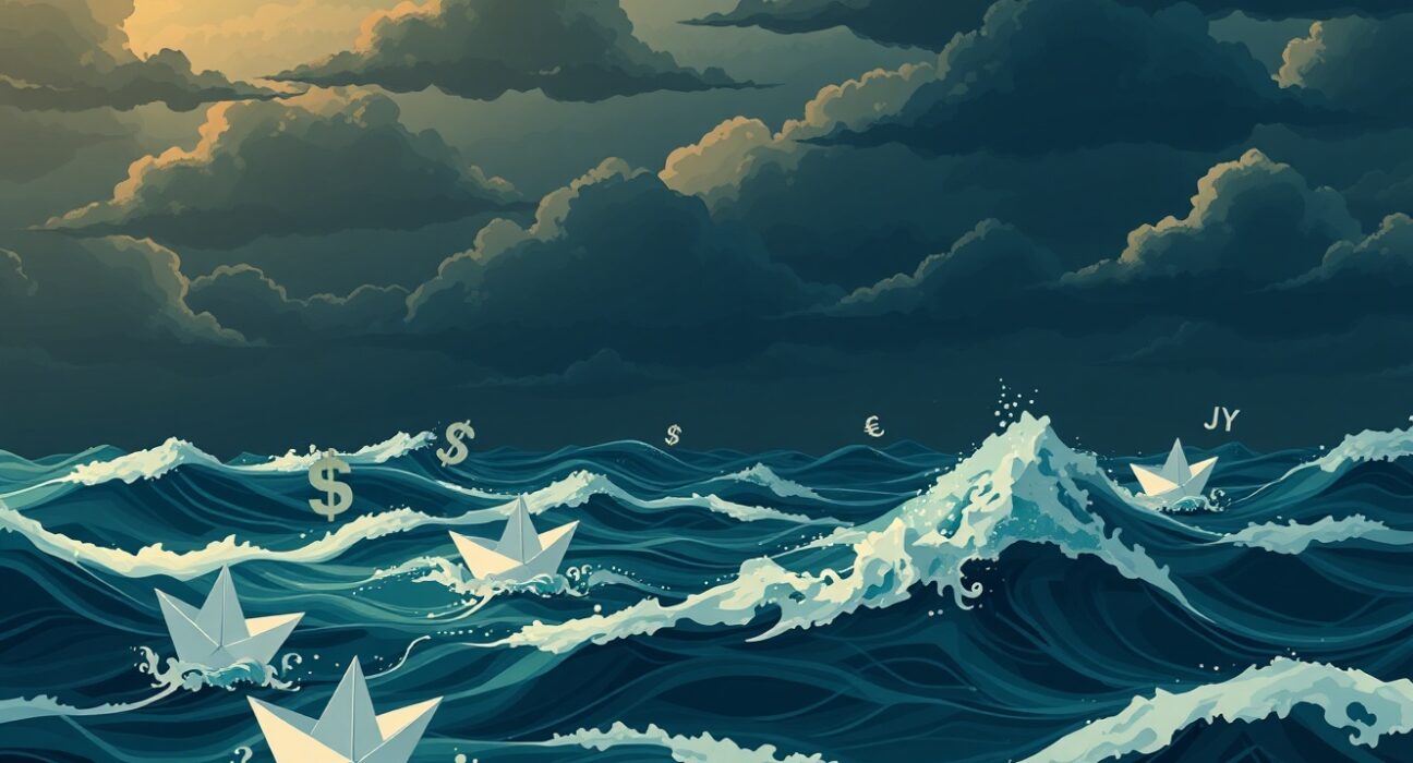 Forex volatility analysis showing impact of US tariffs and geopolitical tensions on currency markets