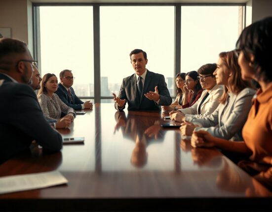 Professional boardroom meeting with business executives, representing corporate governance and regulatory expertise.
