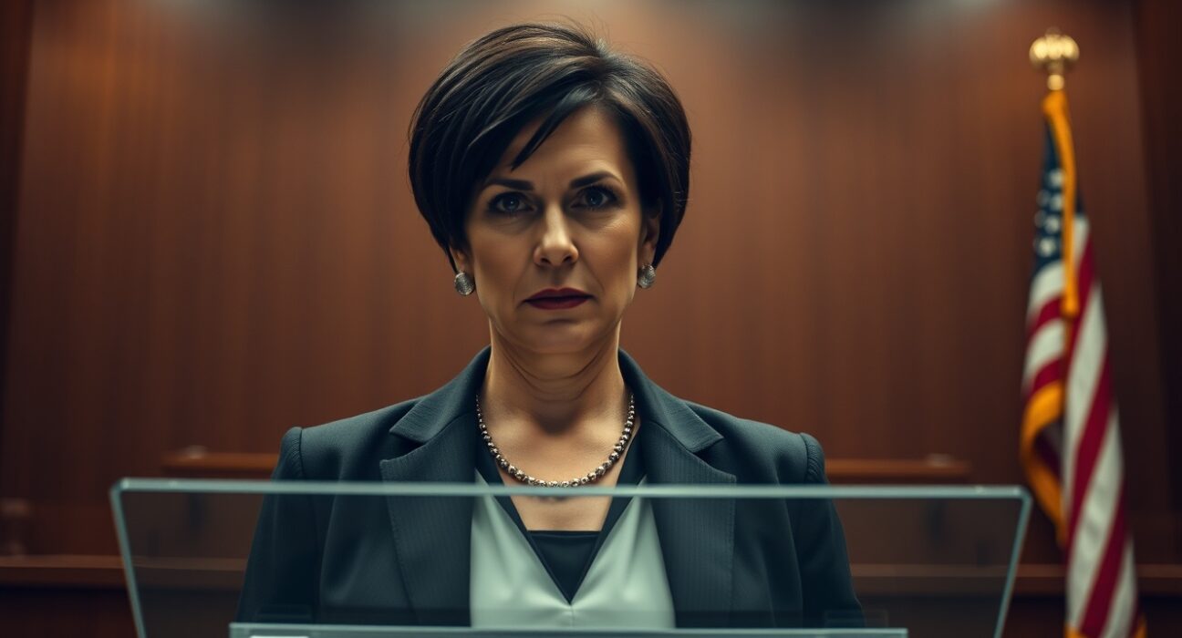 Olena Oblamska, Forsage co-founder, in a courtroom setting after extradition to the US on fraud charges.