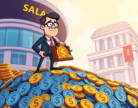 Cartoon showing a corporate executive confidently overseeing a large Forward Industries SOL acquisition, symbolizing significant institutional crypto investment.