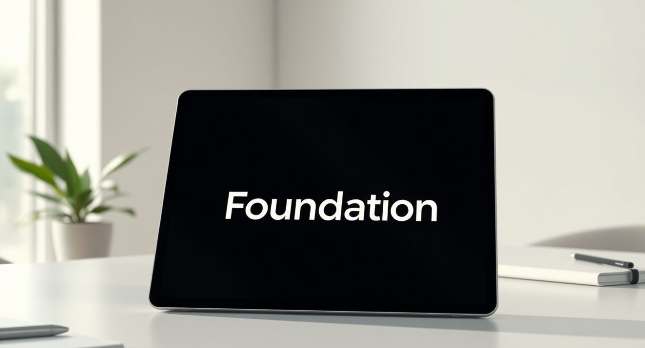 Foundation NFT marketplace interface powering down on tablet screen