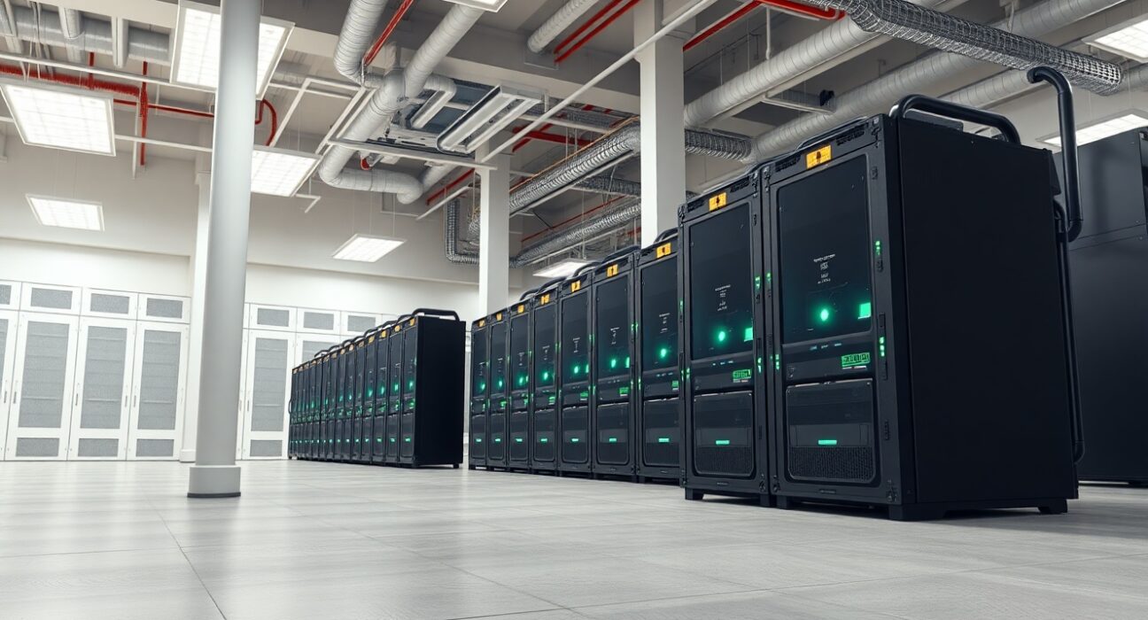 Industrial cryptocurrency mining facility showing Foundry Digital's expansion into Zcash mining operations.