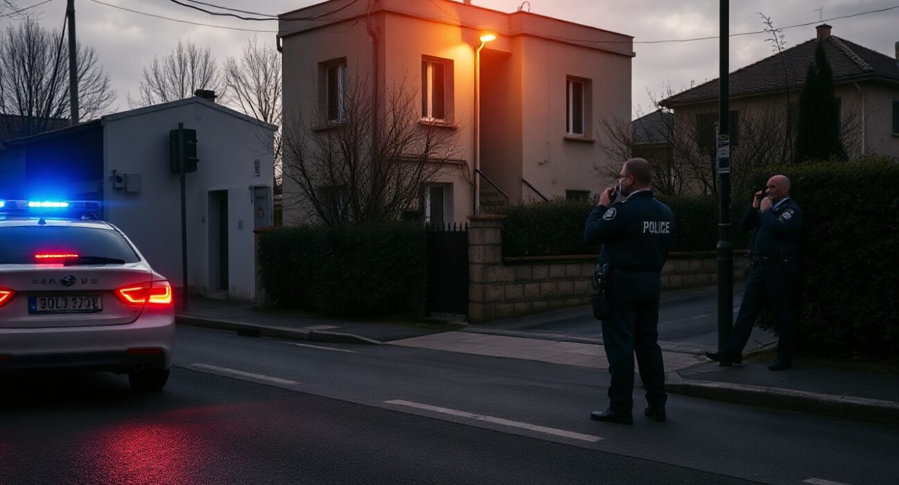 Police officers outside a residential building in Marseille after an attempted crypto kidnapping