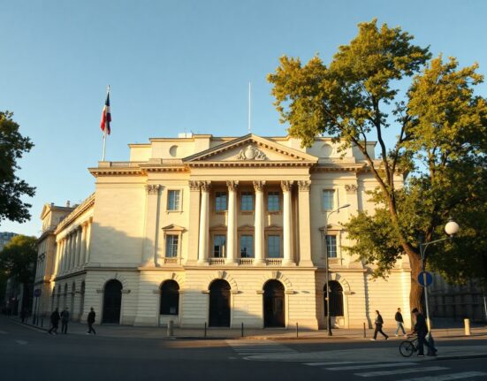Palais Brongniart in Paris, symbol of French financial markets, under a clear sky.