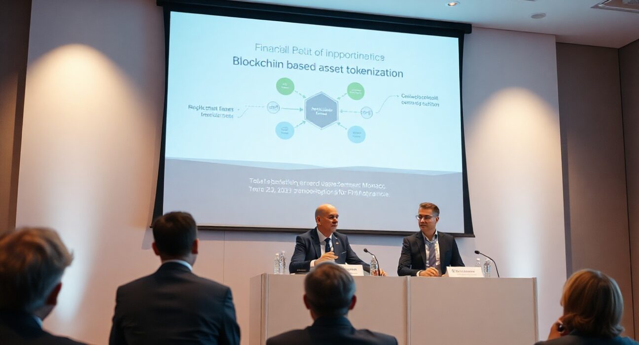 Panel discussion at WAIB Summit 2026 in Monaco featuring Franklin Templeton and BNP Paribas executives discussing asset tokenization