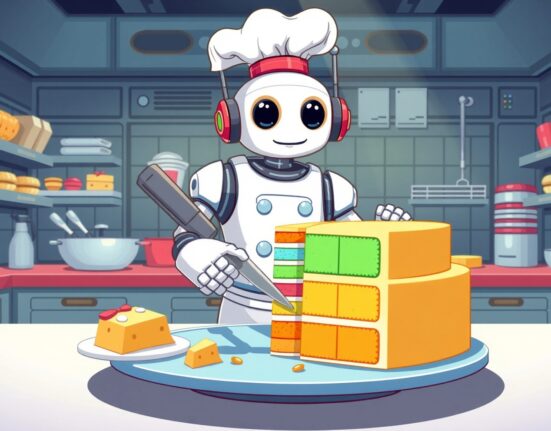 A cartoon illustration of the DeFi protocol Strata structuring financial yield like a layered cake.