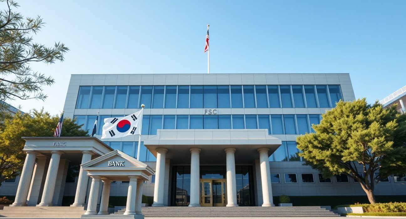 Exterior of South Korea's Financial Services Commission building on a clear day