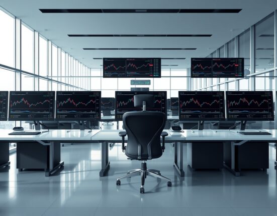 Empty cryptocurrency trading floor representing the FTX collapse and SBF's liquidity claims.
