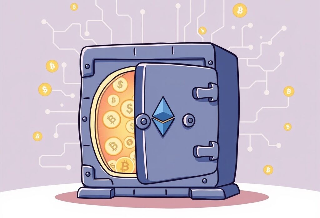 An illustration of a significant digital asset being secured, symbolizing the massive Ethereum staking by an FTX/Alameda wallet.