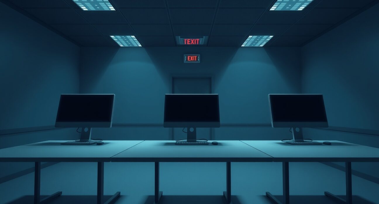 Funding challenges force multiple crypto projects to shut down, with empty office desks symbolizing project closures