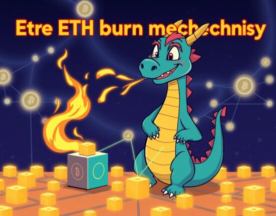 A vibrant cartoon illustrating the Fusaka upgrade supercharging the Ethereum ETH burn mechanism with controlled network energy.